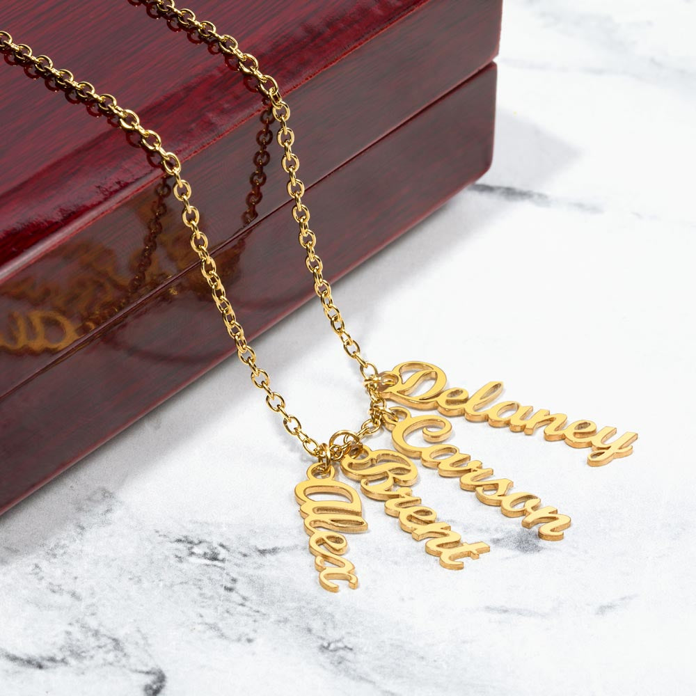 Vertical Name Necklace Multiple Names of Children Gift  For Mom  Grandma Step mom Bonus Mom  For Christmas Birthday Mother's Day Gift