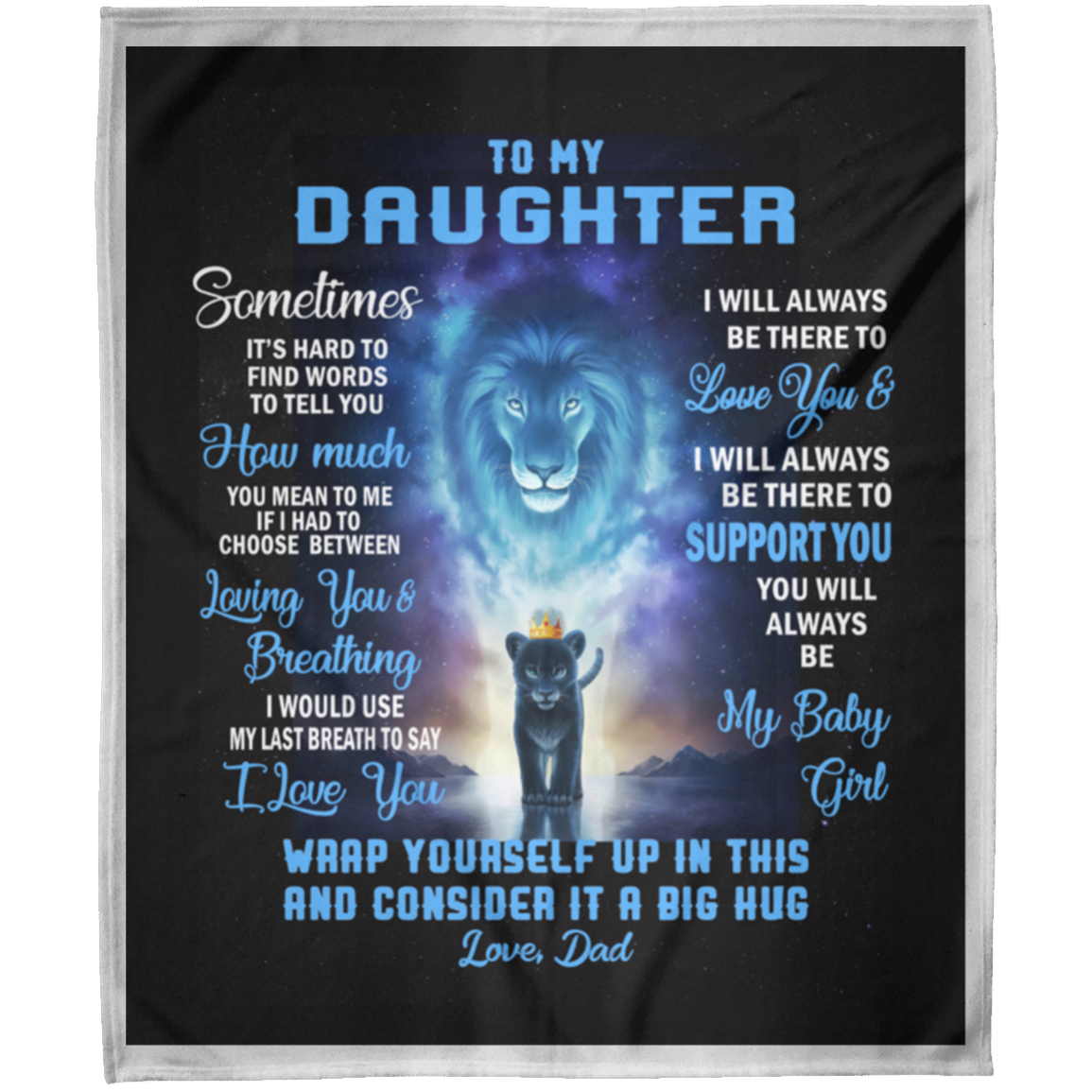 To My Daughter From Dad Always Here Lion Arctic Fleece Blanket 50x60