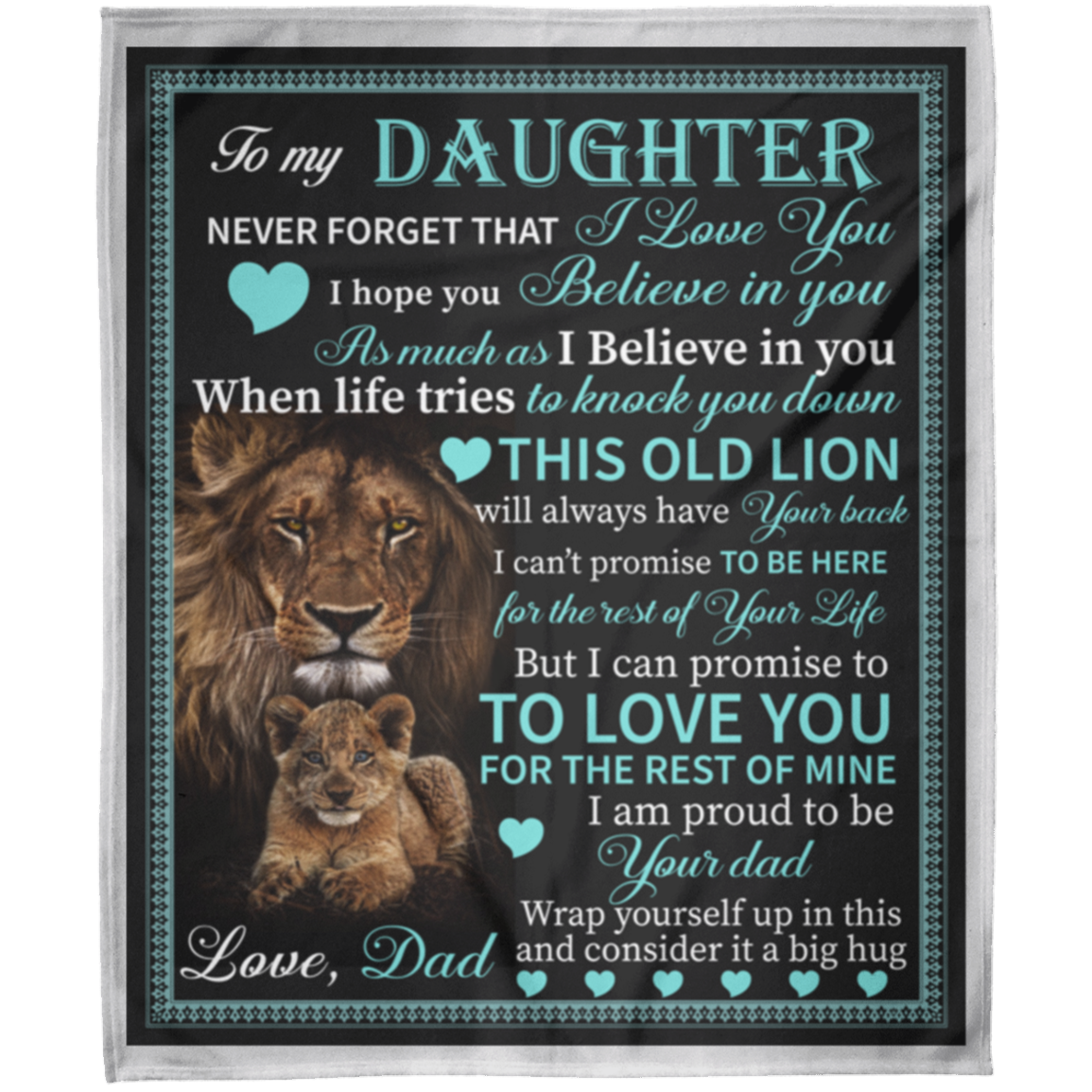 To My Daughter From Lion Dad Arctic Fleece 50x60 Personalized Blanket Birthday Christmas Graduation Gift