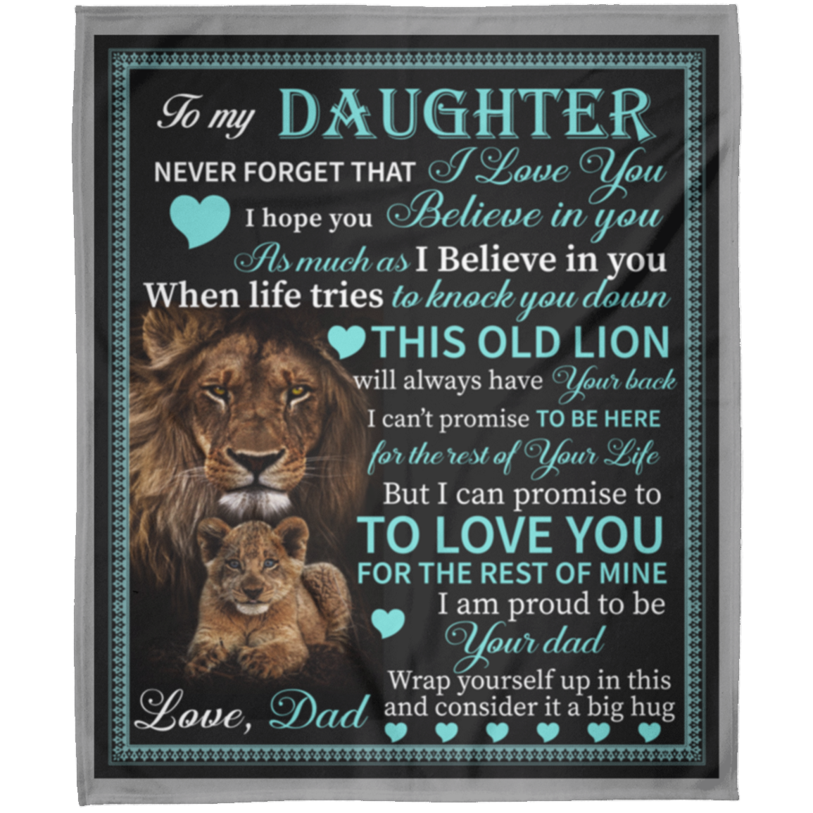 To My Daughter From Lion Dad Arctic Fleece 50x60 Personalized Blanket Birthday Christmas Graduation Gift