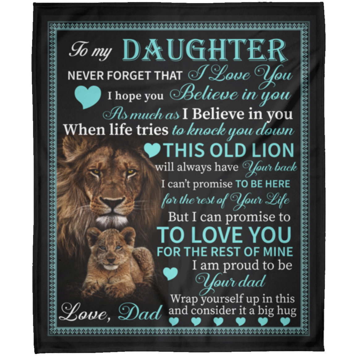 To My Daughter From Lion Dad Arctic Fleece 50x60 Personalized Blanket Birthday Christmas Graduation Gift