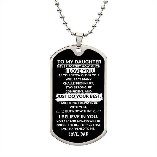 To My Daughter From Dad Just Do Your Best Be Confident Personalized Military Dog Tag Graduation Necklace Gift