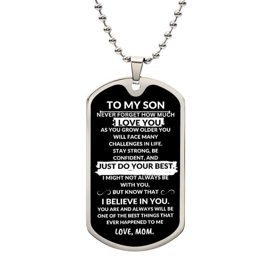 To My Son I Love You Personalized Military Dog Tag Graduation Necklace Gift From Mom