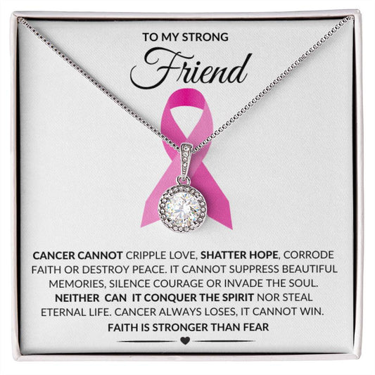 To My Strong Friend Cancer Faith Over Fear Encouragement Necklace Gift