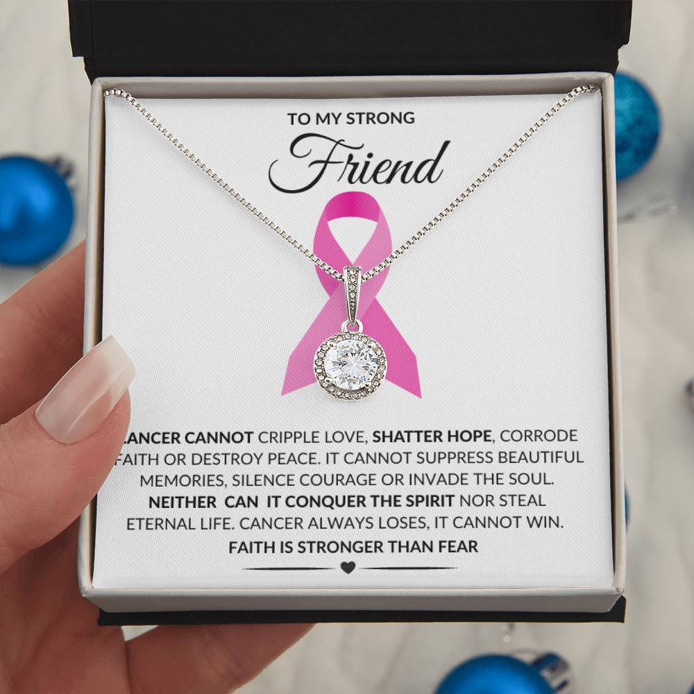 To My Strong Friend Cancer Faith Over Fear Encouragement Necklace Gift