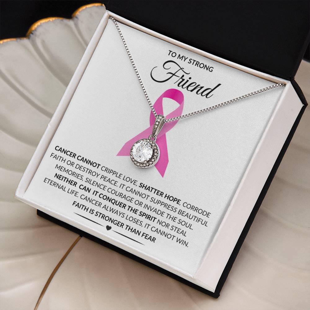 To My Strong Friend Cancer Faith Over Fear Encouragement Necklace Gift