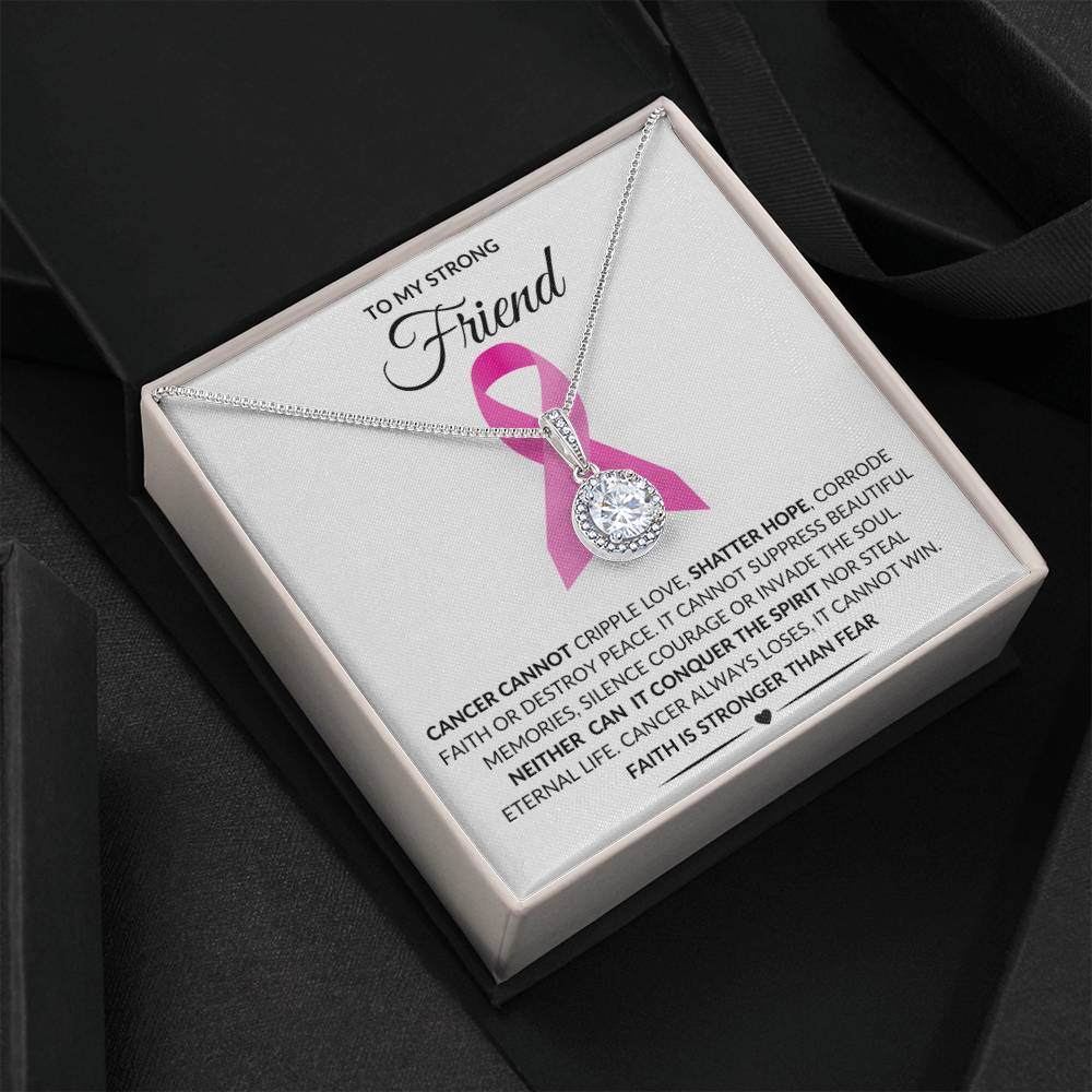 To My Strong Friend Cancer Faith Over Fear Encouragement Necklace Gift