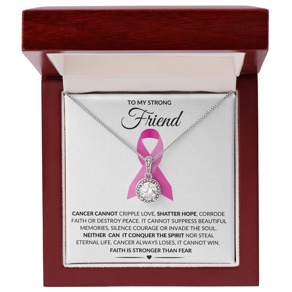 To My Strong Friend Cancer Faith Over Fear Encouragement Necklace Gift