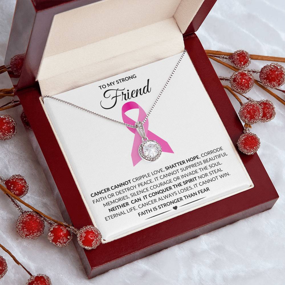 To My Strong Friend Cancer Faith Over Fear Encouragement Necklace Gift