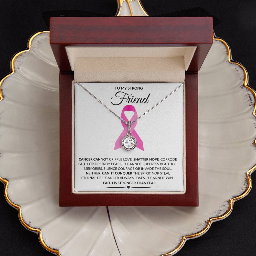 To My Strong Friend Cancer Faith Over Fear Encouragement Necklace Gift