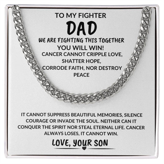 To My Fighter Dad Fighting Together Cancer Warrior From Son Men's Necklace Gift