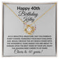 Happy 40th Birthday Women's Personalized Message Card Affirmation Necklace Gift -Add Optional Name