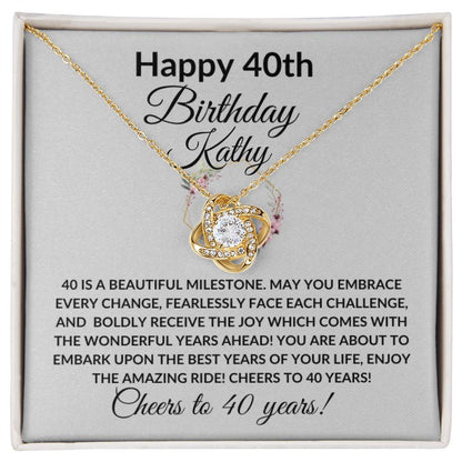 Happy 40th Birthday Women's Personalized Message Card Affirmation Necklace Gift -Add Optional Name