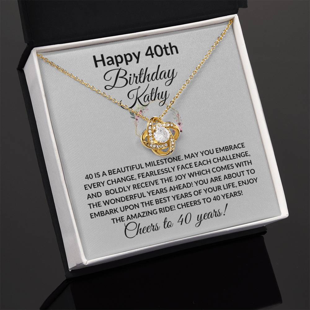 Happy 40th Birthday Women's Personalized Message Card Affirmation Necklace Gift -Add Optional Name