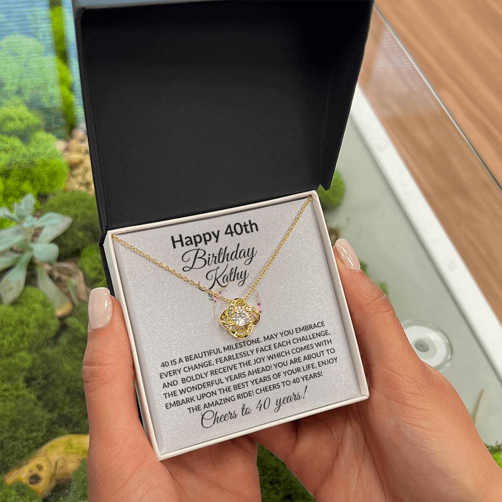 Happy 40th Birthday Women's Personalized Message Card Affirmation Necklace Gift -Add Optional Name