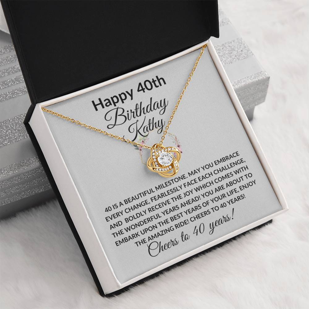 Happy 40th Birthday Women's Personalized Message Card Affirmation Necklace Gift -Add Optional Name