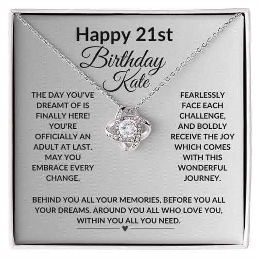 Happy 21st Birthday You're Officially an Adult Personalized Message Card Necklace Gift for Young Woman