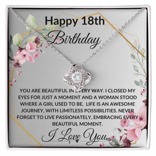 Happy 18th Birthday I Love You Personalized Message Card Young Woman Necklace Gift