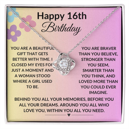 Happy 16th Birthday Personalized Jewelry Message Card Jewelry Affirmation Love Gift For Young Woman -Pink Flowers