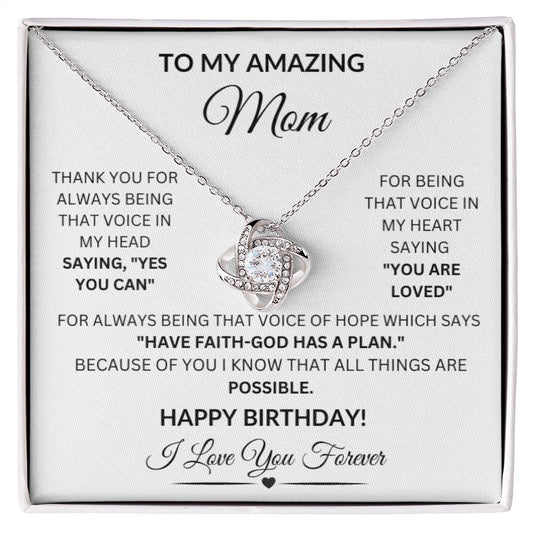 To My Amazing Mom Love Knot Happy Birthday Personalized Necklace Gift