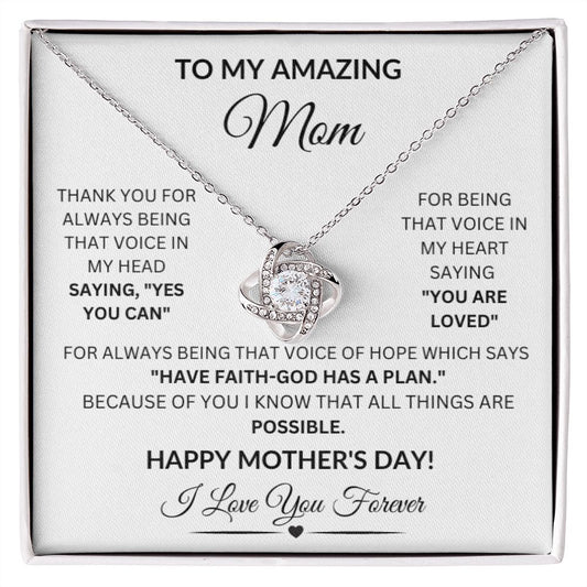 To My Amazing Mom Yes You Can Personalized Necklace Gift-White Card