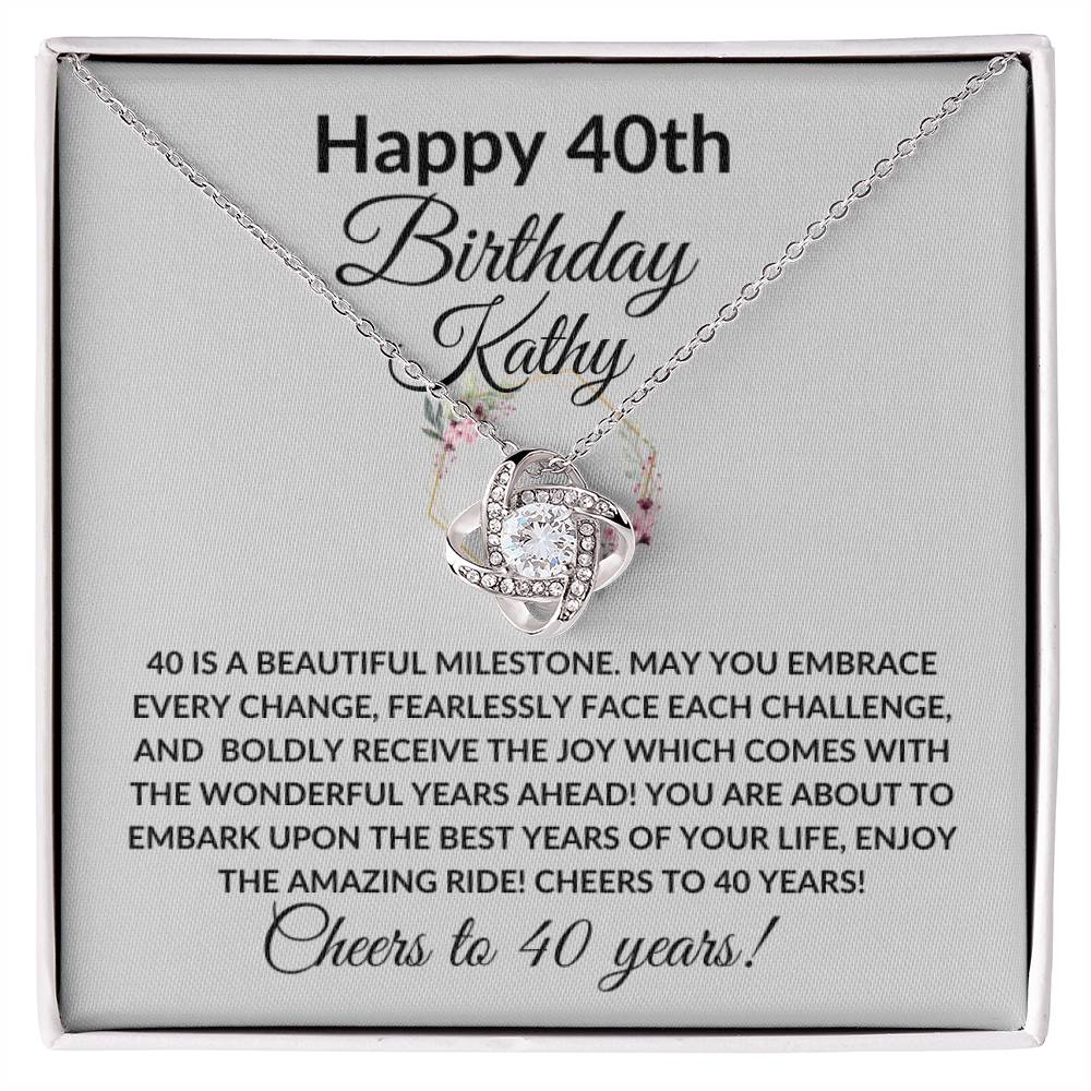 Happy 40th Birthday Women's Personalized Message Card Affirmation Necklace Gift -Add Optional Name