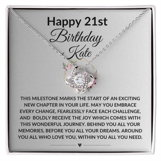 Happy 21st Birthday Milestone New Chapter Personalizable Message Card Necklace Gift For Young Woman