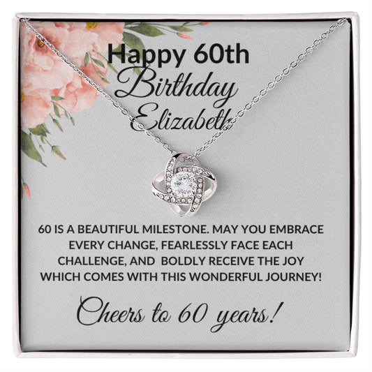 Happy 60th Birthday Personalized Message Card Jewelry Women's Necklace Gift- Add Optional Name