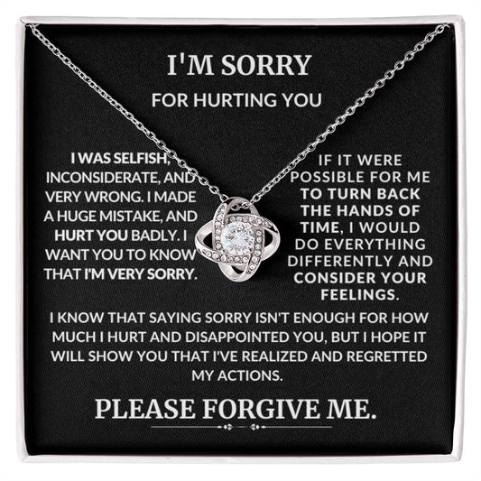 I'm Sorry For Hurting You Women's Apology Regret Love Knot Wife Girlfriend Friend Necklace Gift