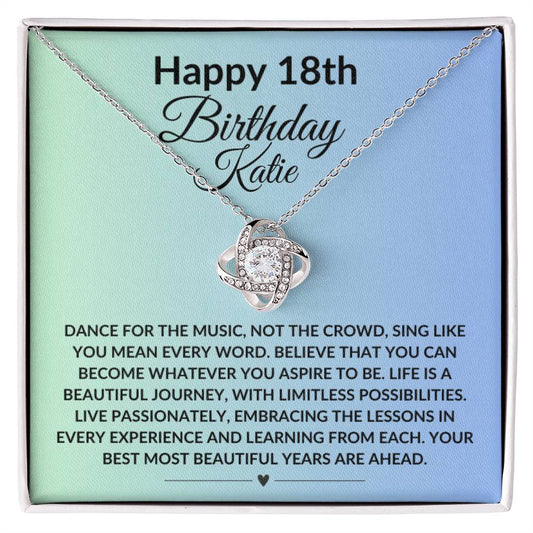 Happy 18th Birthday Dance For The Music Not The Crowd Personalized Message Card Necklace Gift For Young Woman