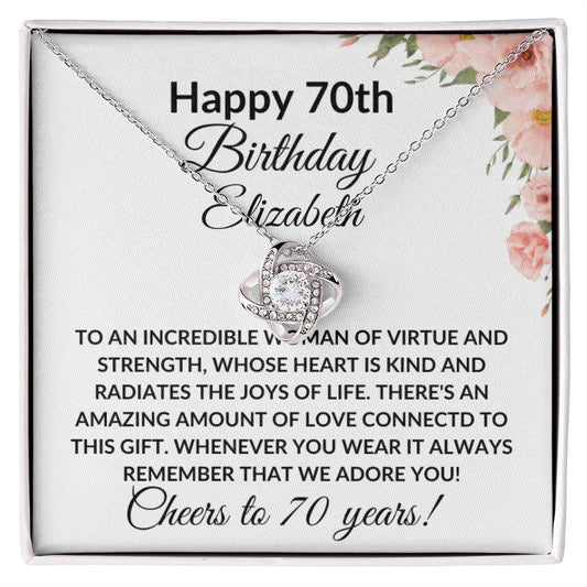 Happy 70th Birthday Personalized Women's Milestone Message Card Necklace Gift-Add Name Optional