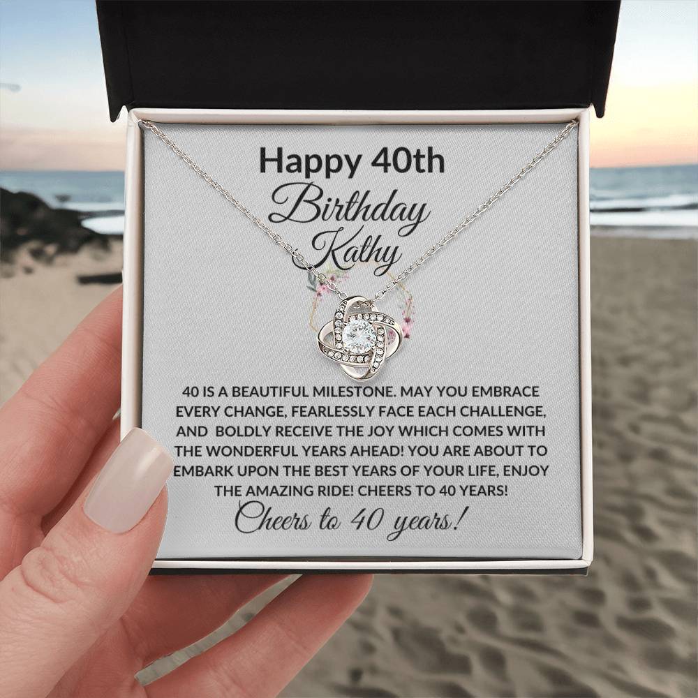 Happy 40th Birthday Women's Personalized Message Card Affirmation Necklace Gift -Add Optional Name