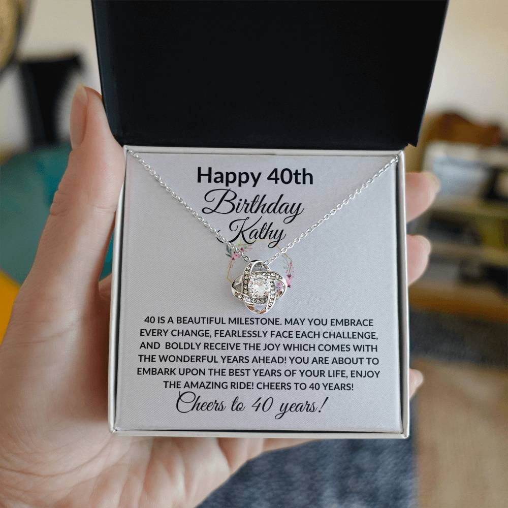 Happy 40th Birthday Women's Personalized Message Card Affirmation Necklace Gift -Add Optional Name