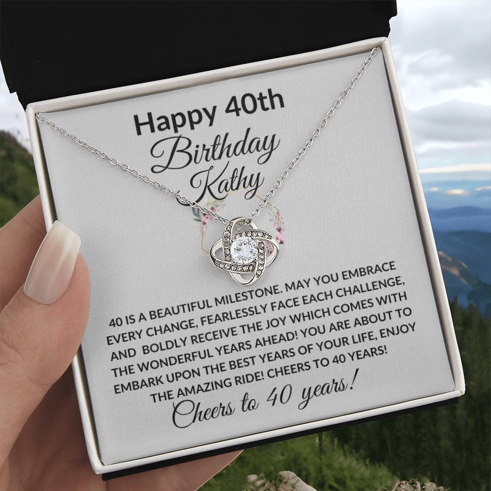 Happy 40th Birthday Women's Personalized Message Card Affirmation Necklace Gift -Add Optional Name