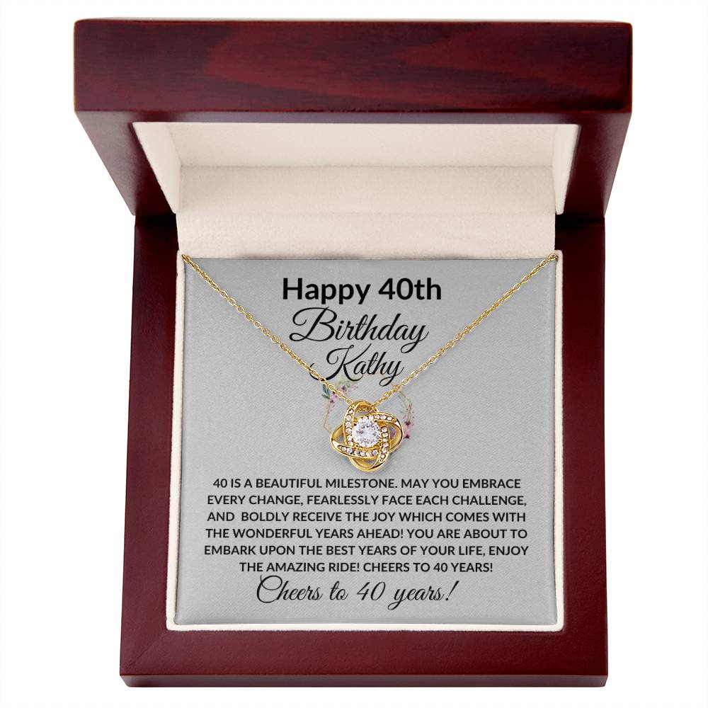 Happy 40th Birthday Women's Personalized Message Card Affirmation Necklace Gift -Add Optional Name