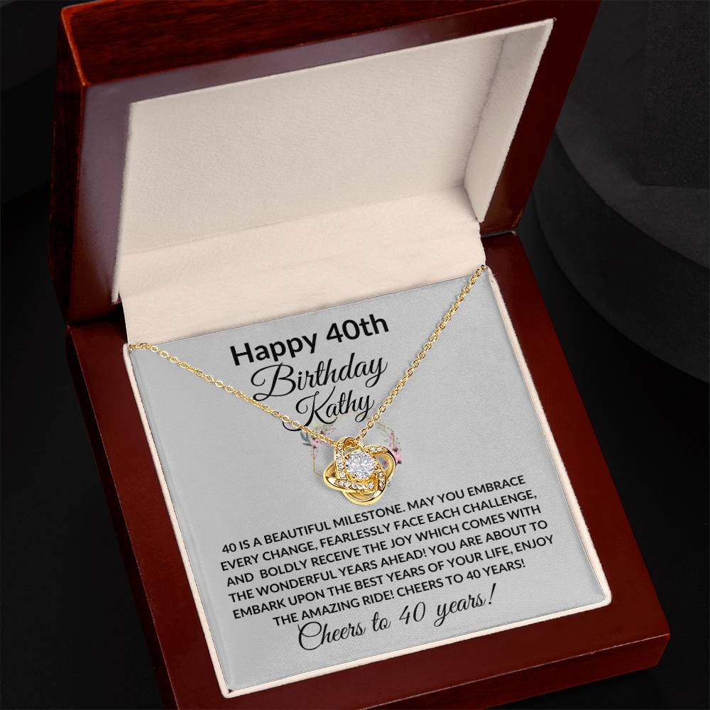 Happy 40th Birthday Women's Personalized Message Card Affirmation Necklace Gift -Add Optional Name