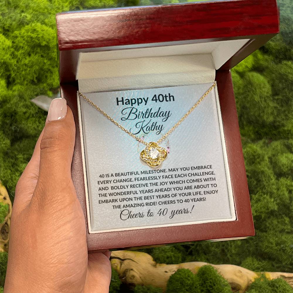 Happy 40th Birthday Women's Personalized Message Card Affirmation Necklace Gift -Add Optional Name