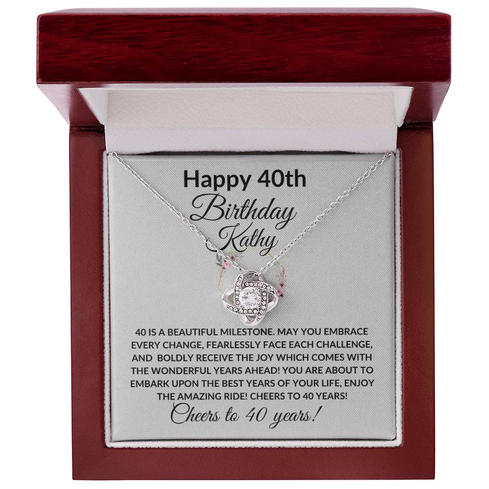 Happy 40th Birthday Women's Personalized Message Card Affirmation Necklace Gift -Add Optional Name