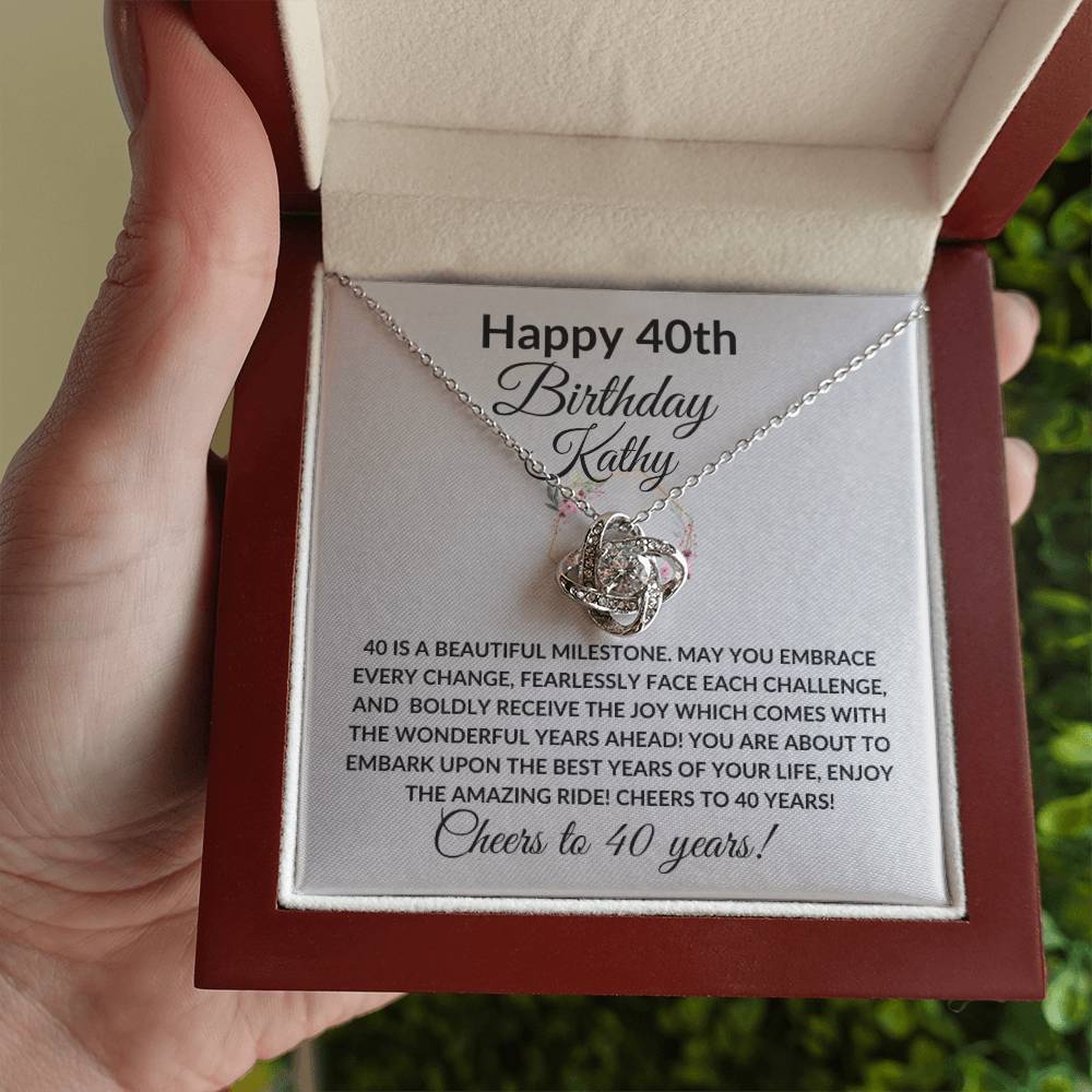 Happy 40th Birthday Women's Personalized Message Card Affirmation Necklace Gift -Add Optional Name