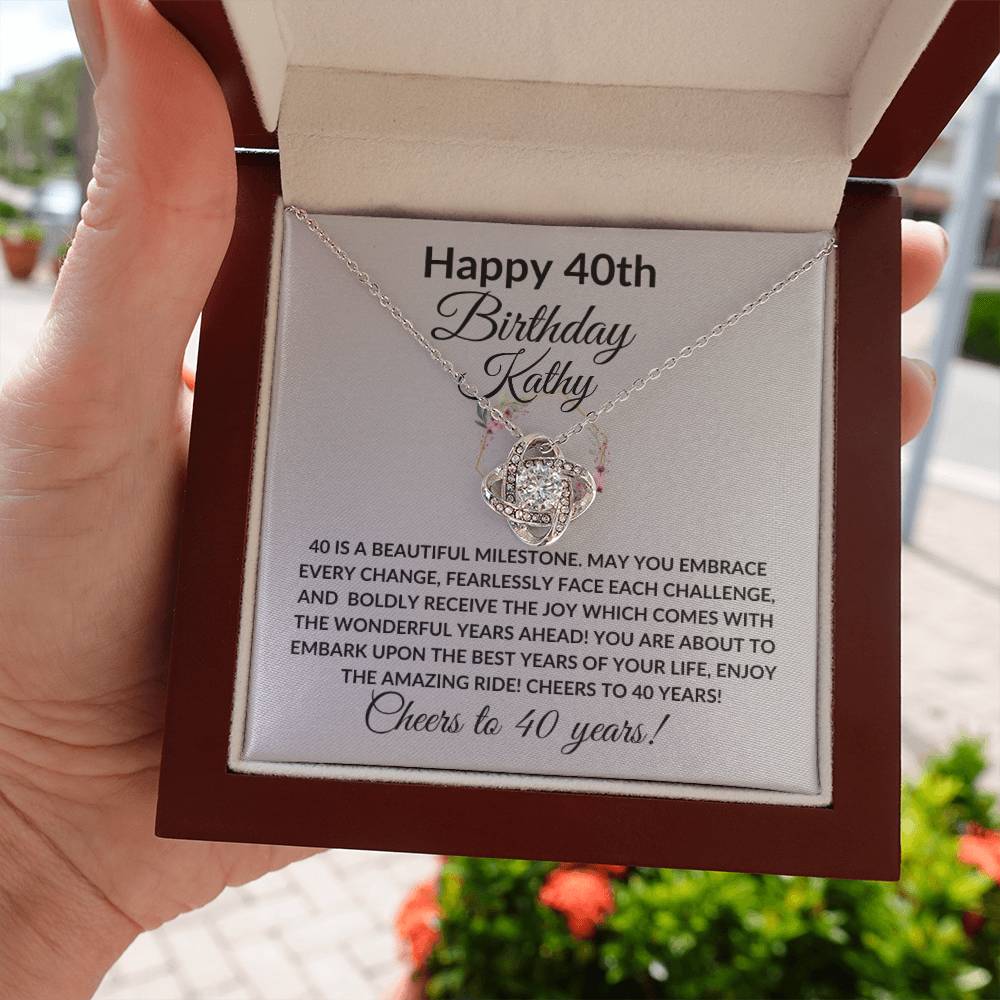 Happy 40th Birthday Women's Personalized Message Card Affirmation Necklace Gift -Add Optional Name