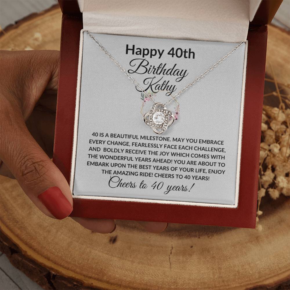 Happy 40th Birthday Women's Personalized Message Card Affirmation Necklace Gift -Add Optional Name