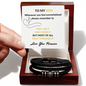 To My Son Vegan Leather Woven Bracelet Gift With Personalized Message Card - Add Son's Name