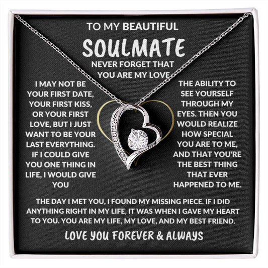 To My Beautiful Soulmate Forever Love Never Forget Personalized Wedding Necklace Gift