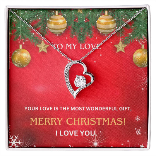 To my Love Most Wonderful Gift Merry Christmas Personalized Message Card Necklace Gift Wife Girlfriend Daughter