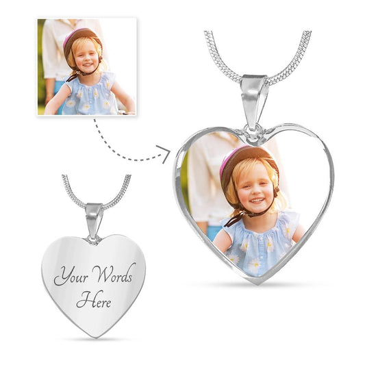 Heart Shaped Personalized Photo Necklace Gift Add Own Photo & Message