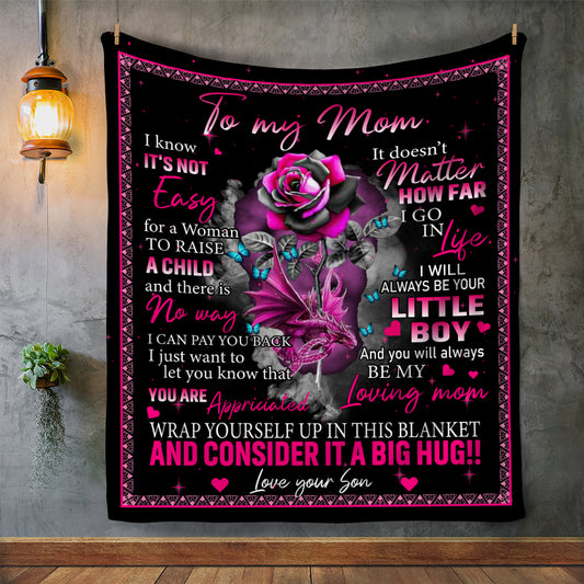 To My Mom From Your Son Big Hug Personalized Arctic Fleece Blanket 50x60