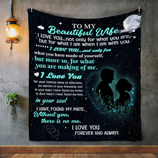 To My Beautiful Wife I Love You Arctic Personalized Fleece Blanket 50x60 Gift