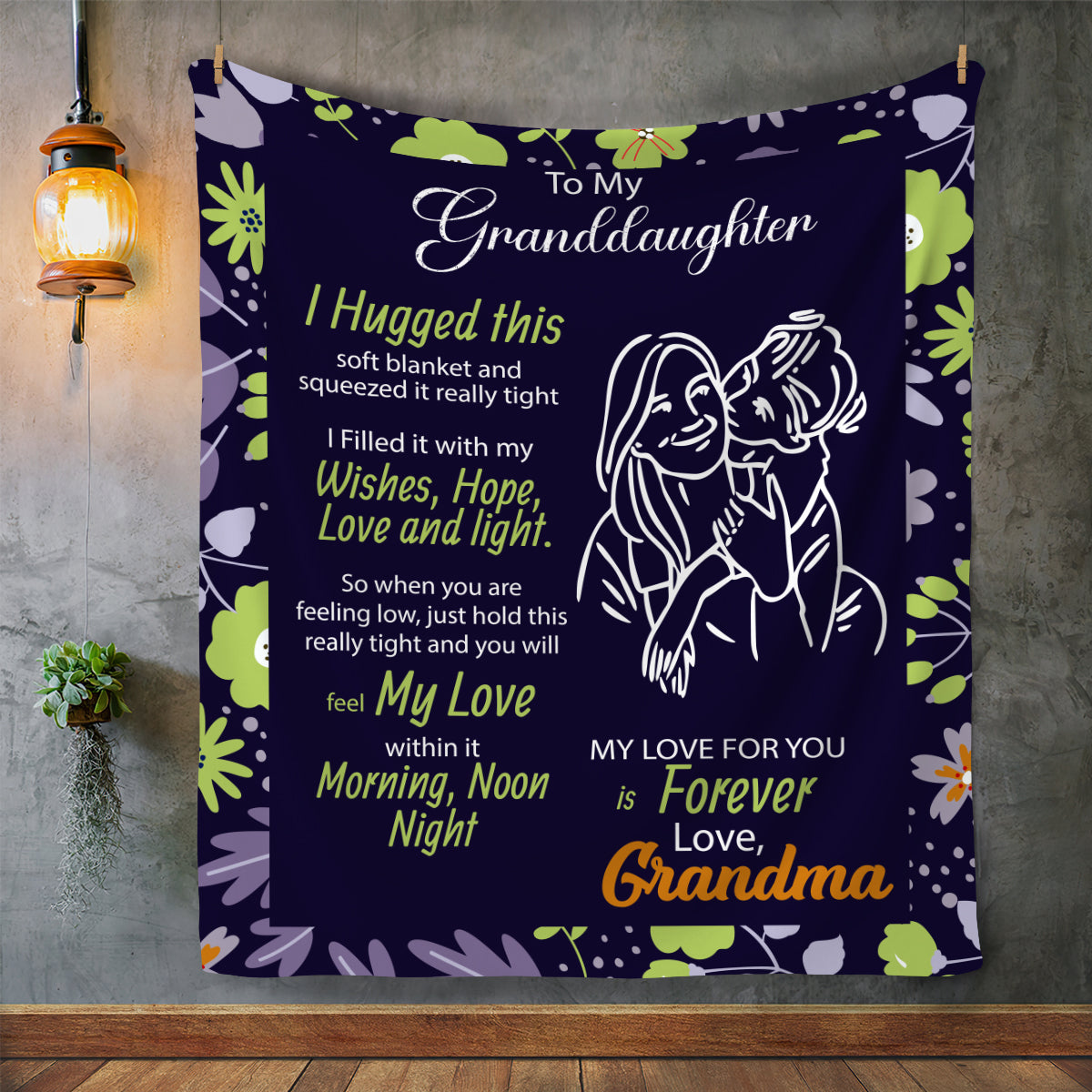 To My Granddaughter Love & Light Customized Arctic Fleece Blanket 50x60