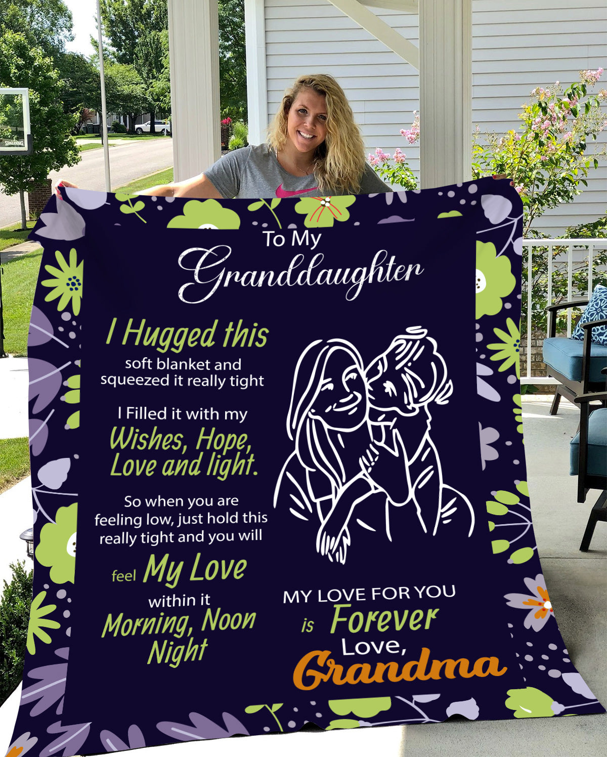 To My Granddaughter Love & Light Customized Arctic Fleece Blanket 50x60