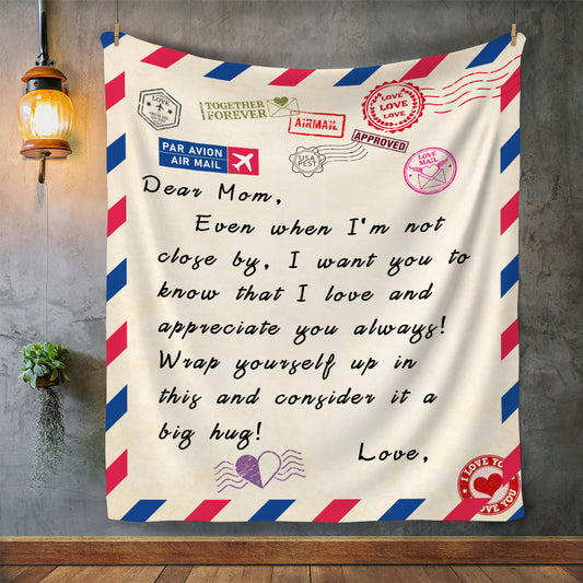 Dear Mom Air Mail Postage Personalized Arctic Fleece Blanket Gift 50x60